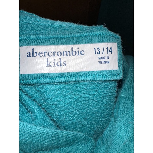 Abercrombie Kids Hoodie Green Teal Sweater Pocket Sweatshirt Size 13-14 - Picture 4 of 4